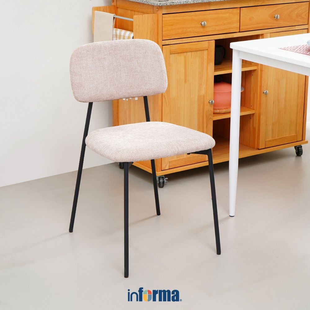 Informa Praise Kursi Makan Fabric - Krem Dining Chair Tempat Ruang Makan Kursi Kafe Restoran Bangku 