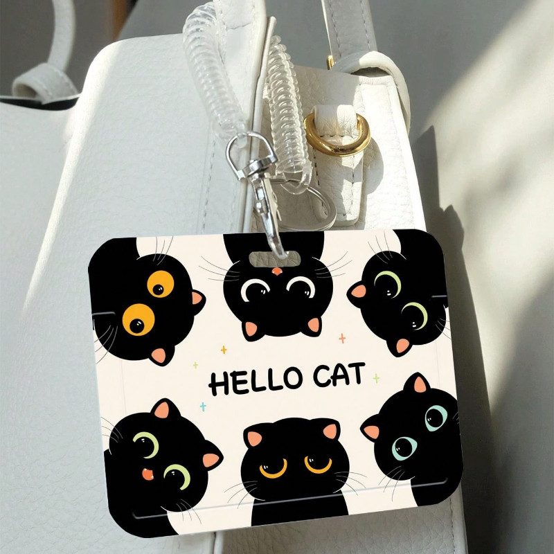 

Cartoon Horizontal Card Holder, with Creative Stretchable Spring Rope for Student Campus Card, Meal Card, Bus Card, Work ID Card