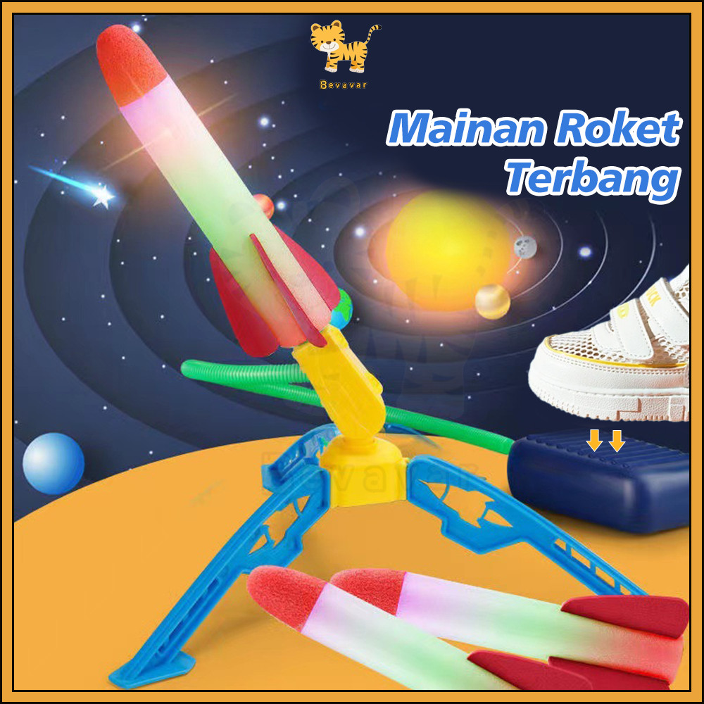 ID Bevavar Mainan Peluncur Roket Set Rocket Luar Angkasa Roket Injak Mainan Roket Terbang