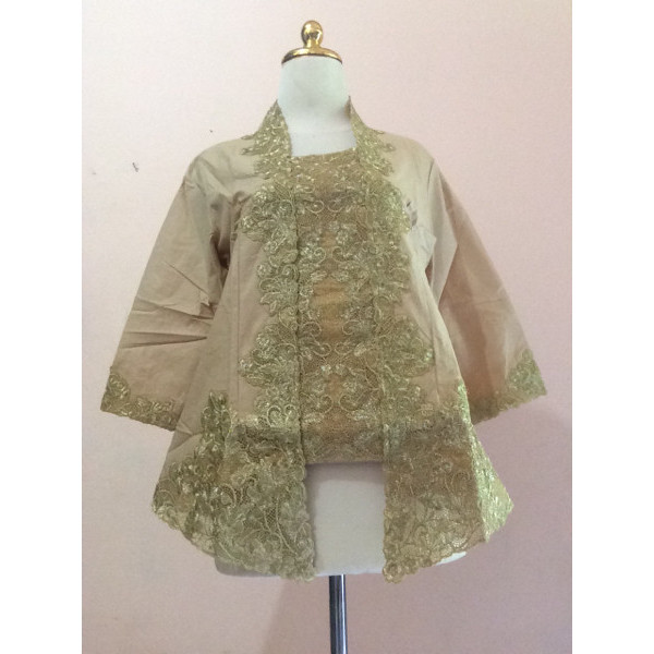 

✨LARIS✨ -Kebaya Modern Kutubaru Coffee Moca Bordir Gold Jumbo XL LD 100 Mocca