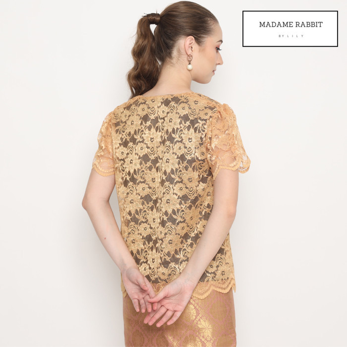 

✨LARIS✨ -Kebaya Kutu Baru Gold Madame Rabbit Brokat Halus Furing Rapi Mewah - S