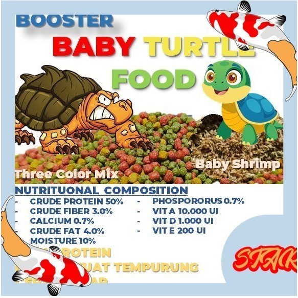 BOOSTER BABY TURTLE FOOD Makanan pakan anak bayi kura kura air baby brazil res dada merah aligator c