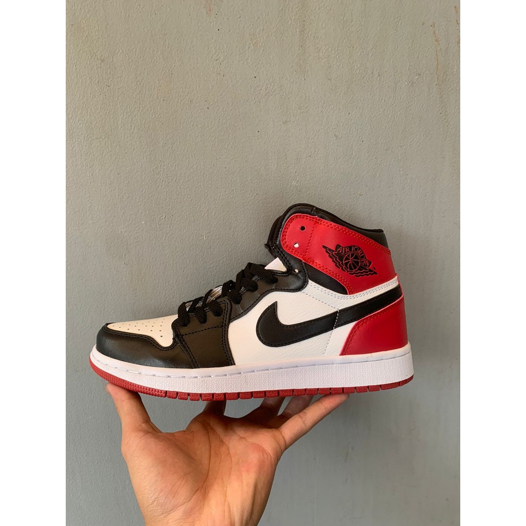 SEPATU PRIA - JORDAN HIGH PUTIH - MERAH LIS HITAM