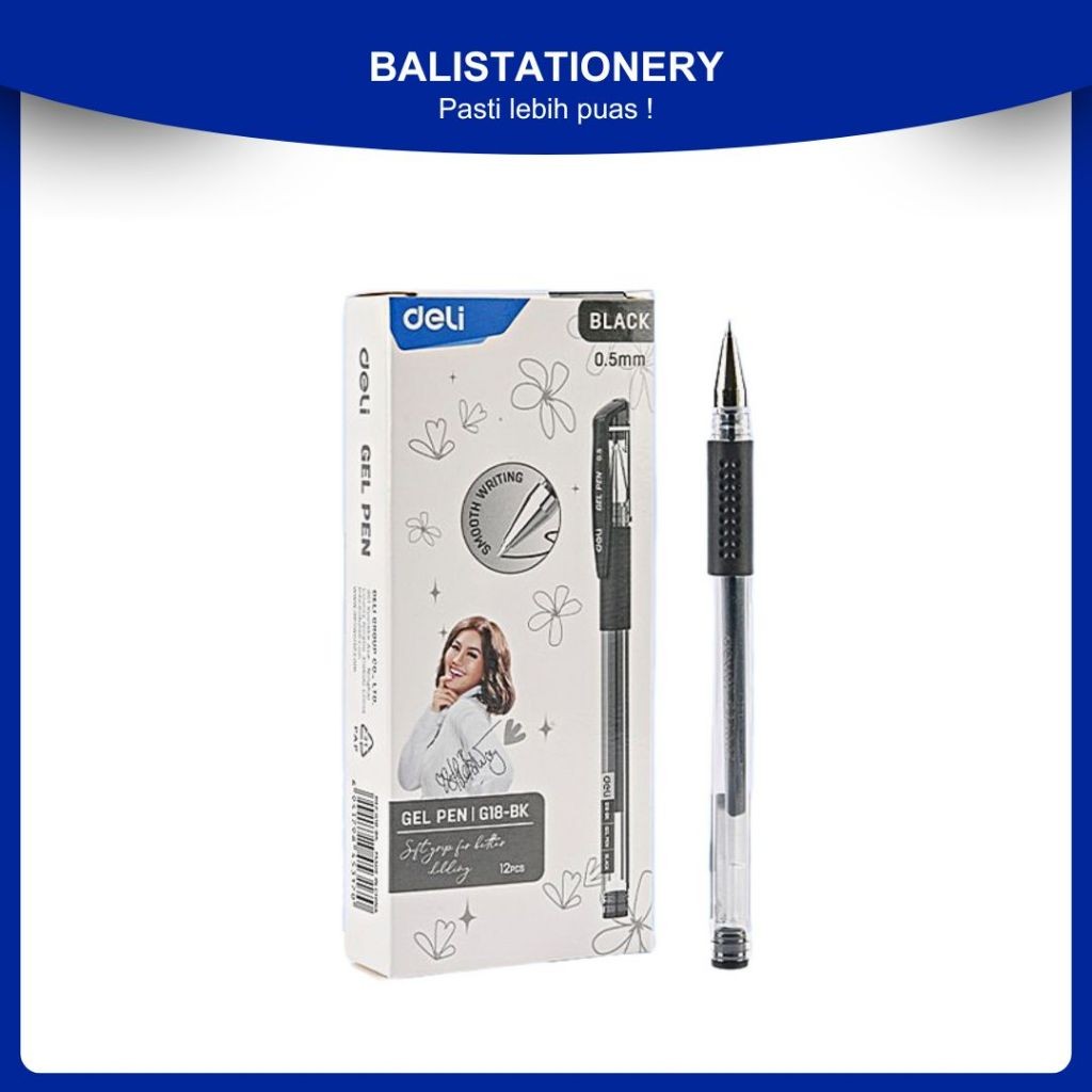 

globalmart.id - Pena Bolpoin Deli Gel Pen / Pulpen Gel 0.5mm CG18-BK