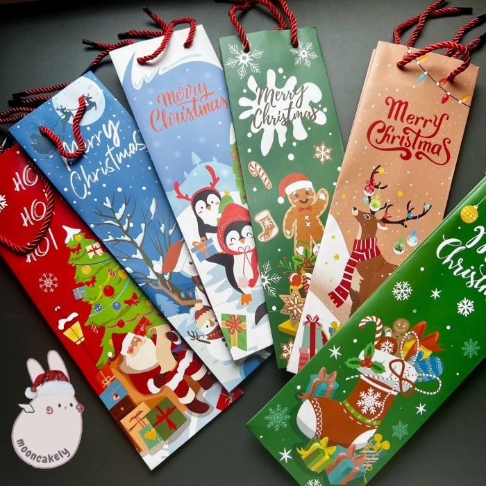 

Tas Kado Natal Botol Tumbler| Termos PBW| Wine Bottle Christmas Paper Bag