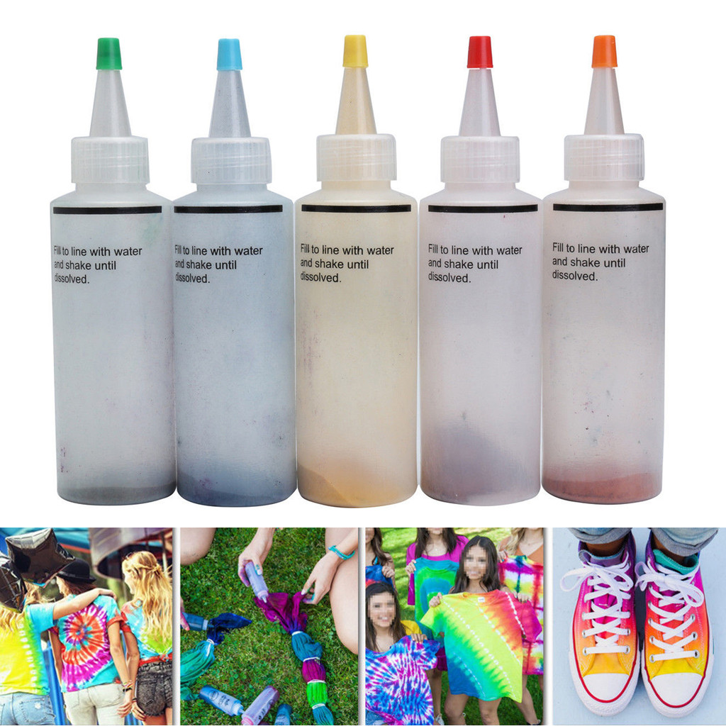 

New 5 Bottle Tie Dye Kit + 40 Rubber Bands + 4 pairs Vinyl gloves + Instructions