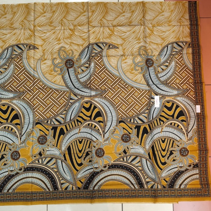 kain batik bahan dobby motif abstrak warna kuning