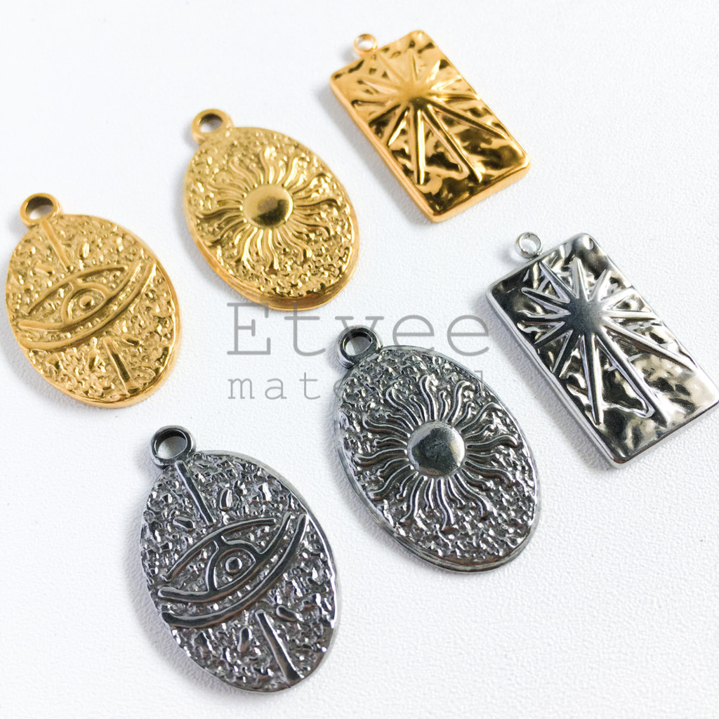 L245 Bandul kalung gelang liontin Matahari devil eye stainless steel