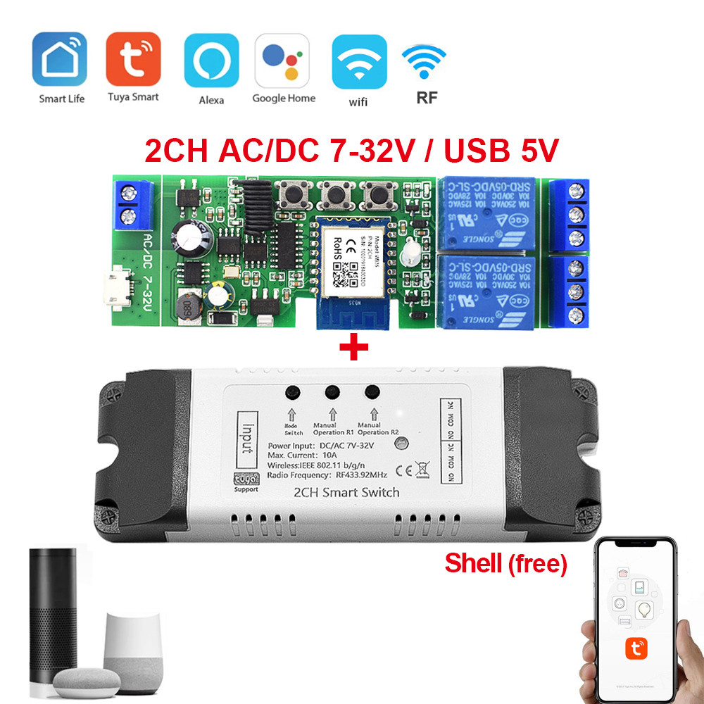 

Tuya Relay Wifi Smart Switch Module 12V 24V 220V 7-32V Smart-Life APP Remote Control Work with Alexa Google Home