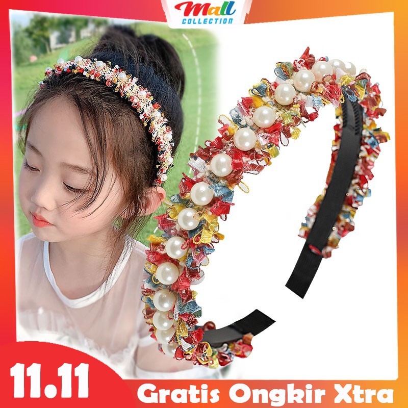 MALL - Aksesories Rambut Bando Fashion Wanita Perempuan Anak Pola Bunga Mutiara BND07 COD