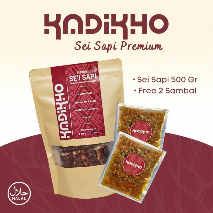 

✨TERLARIS -Kadikho Sei Sapi / Daging Asap Plus Sambal Vacuum Pack 600 Gram - Sambal Bawang