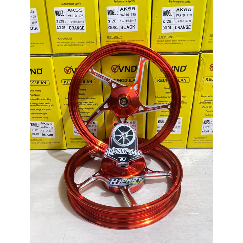 VND Velg AK 55 F 1.60x14 & R : 1.85x14 Vario 125/Vario 150 VELG PELAK VND AK 55 VARIO 125 VARIO 150 