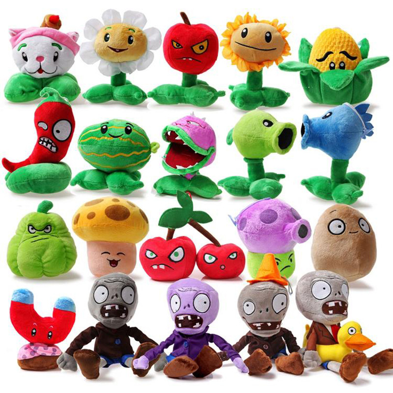 20pcs/lot Plants vs Zombies Plush Stuffed Toys PVZ Plants & Zombies Peashooter Sunflower Plush Toy D
