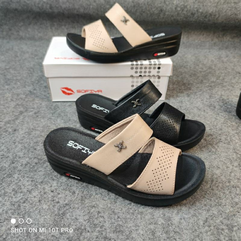 SOFIYA ORI 1302 65 WEDGES 2 TALI / SENDAL WEDGES WANITA TALI 2 TIMGGI 5CM