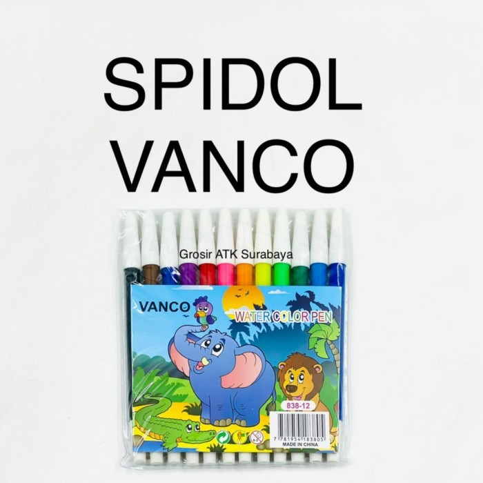

( StaWorld / DAPAT 1 SET ) SPIDOL Pensil Marker VANCO 12 WARNA Murah Bagus Berkualitas