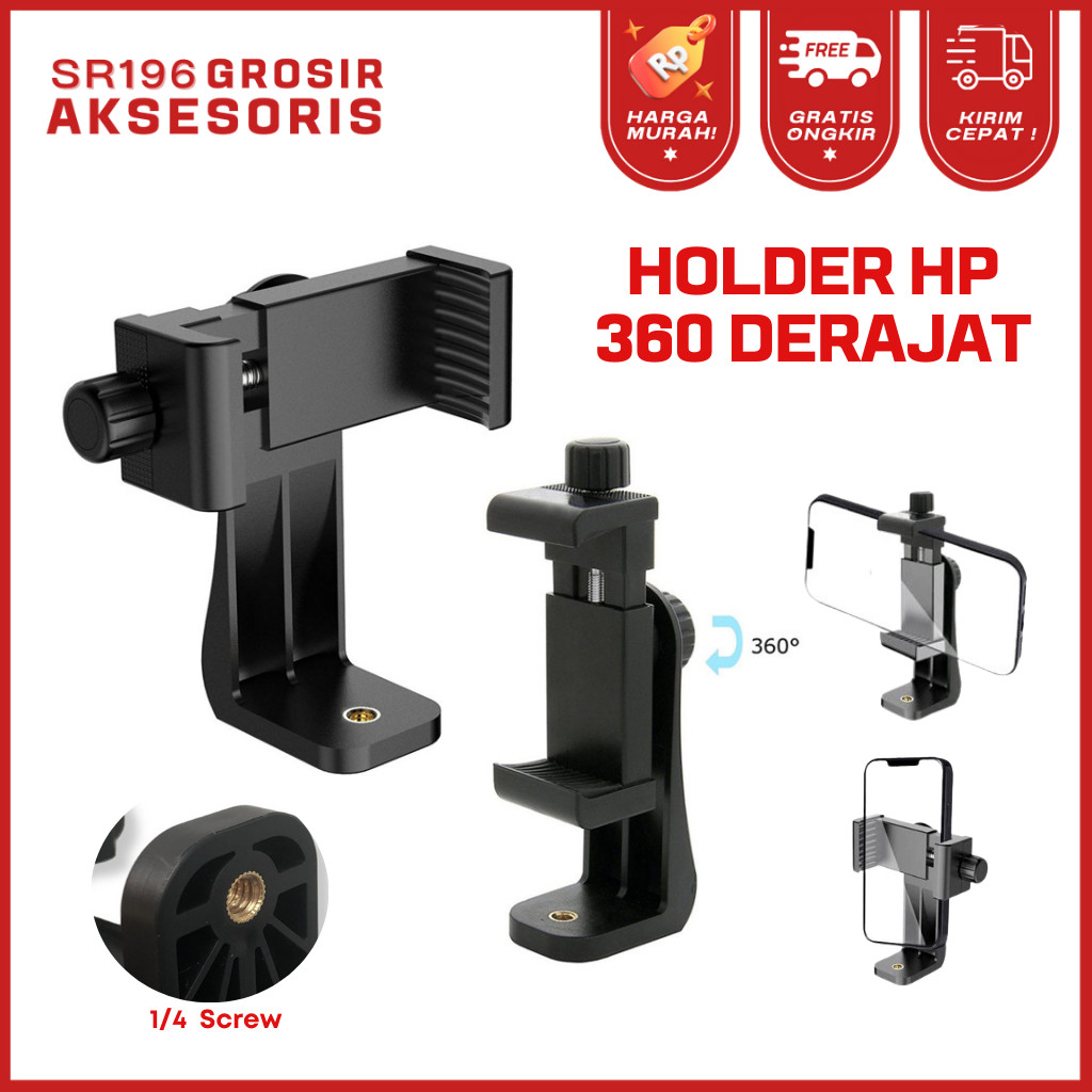 Holder U Premium 360 Derajat Holder Hp Putar 360 Vertikal Horizontal Universal Stand Hp Holder Tripo