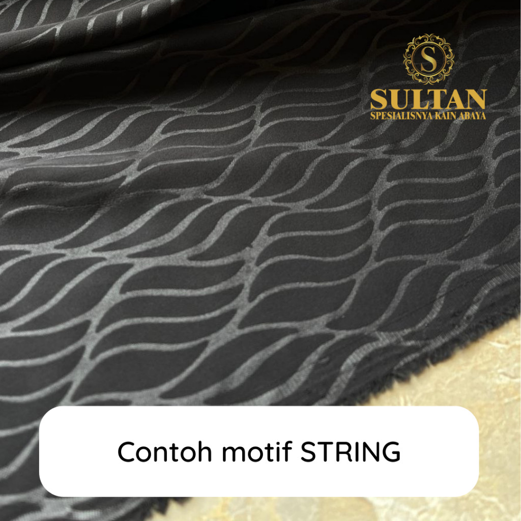 50CM MINA EMBOS STRING JET BLACK (HITAM NORMAL) ANTI UV KAIN ABAYA SULTAN