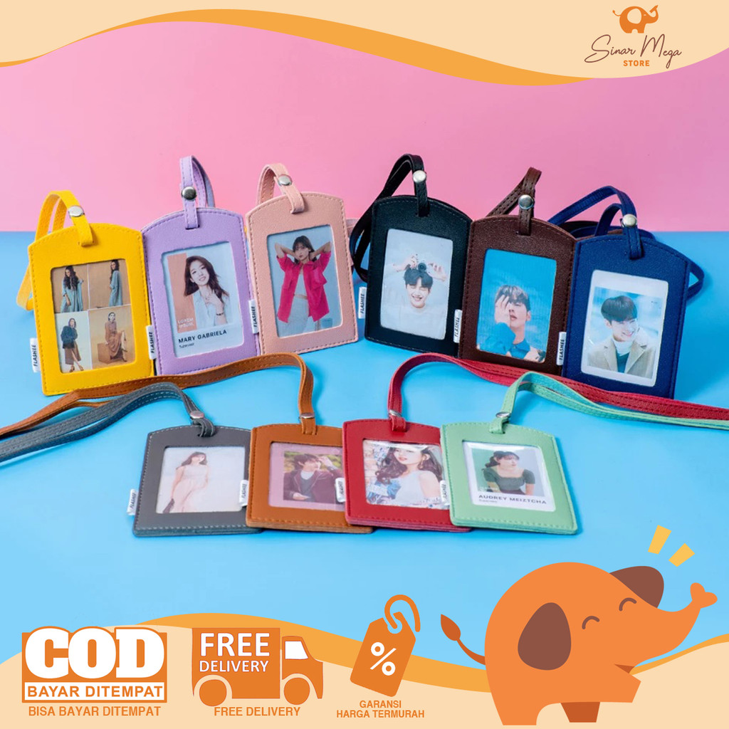 

Flashee ID Card Brooke Lanyard Holder Kancing - Name Tag Leather Kulit Sintetis Premium Murah