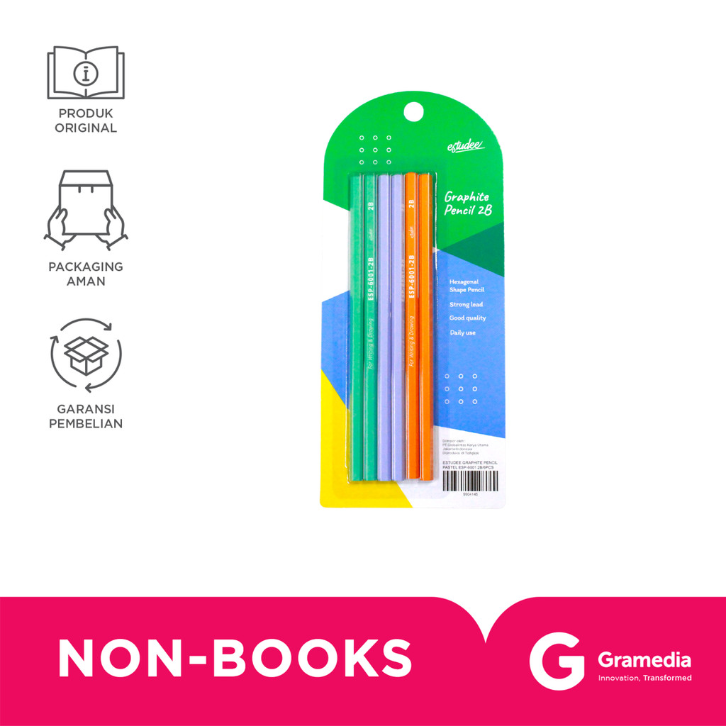 

Gramedia - Estudee Graphite Pencil Pastel ESP-6001 2B/6PCS