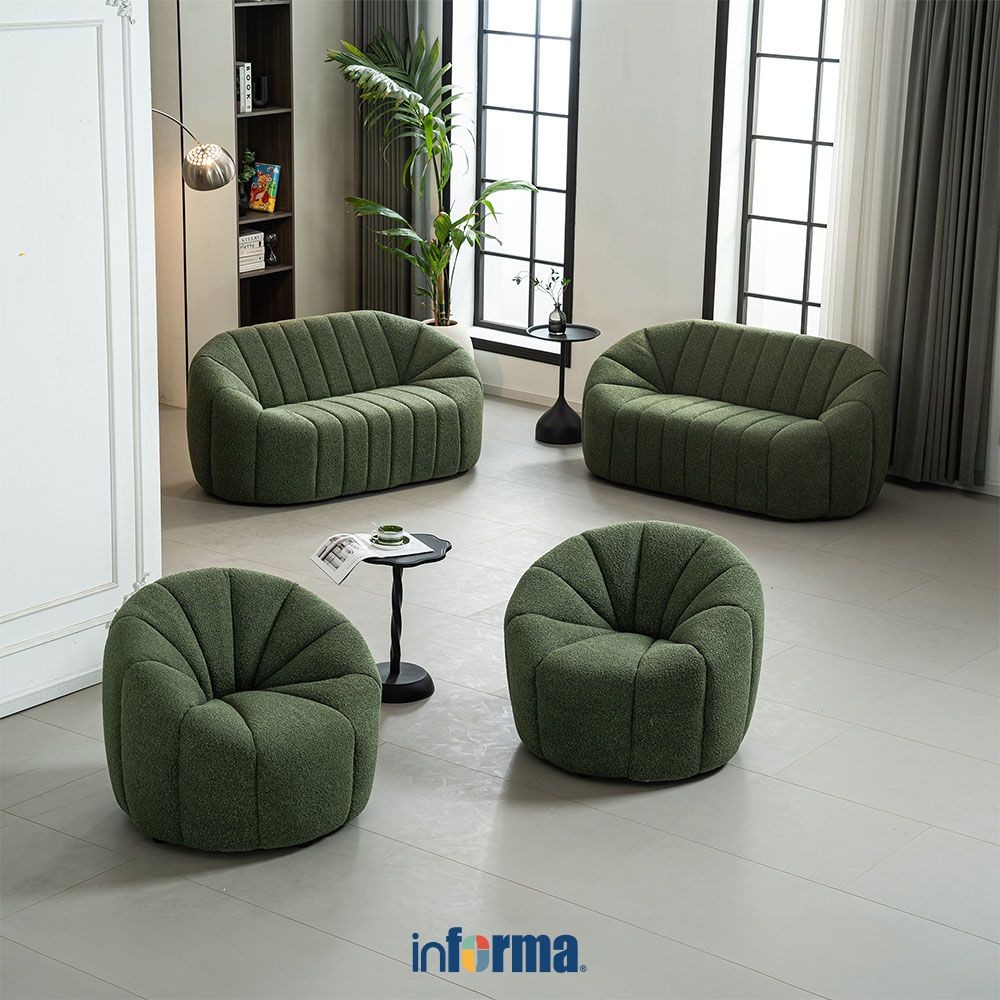 Informa Yolland Kursi Lounge Fabric 1 Seater - Hijau Aesthetic Chair Kursi Santai Serbaguna Kursi Ta