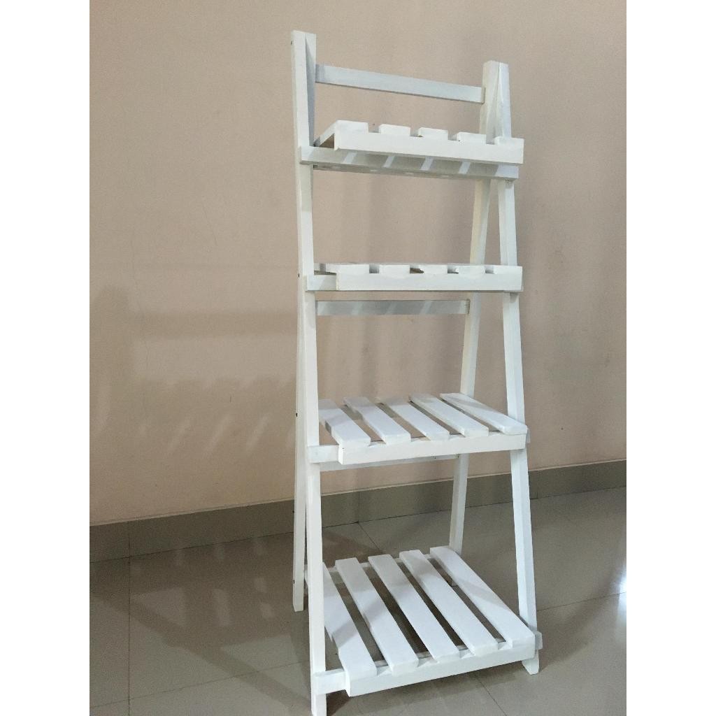 Rak pot bunga kayu standing pot bunga rak pot bunga 4 susun bahan kayu solid