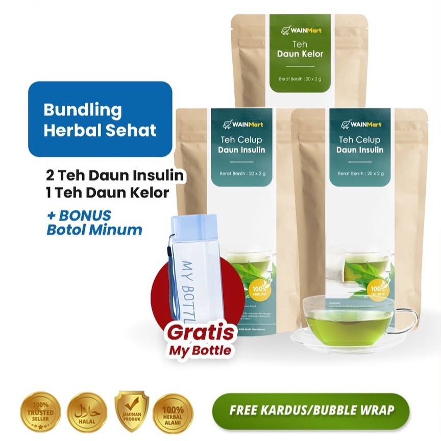 

(Ready Stock) Paket Ekonomis Anti Diabetes (2 PCS TEH CELUP INSULIN + 1 PCS TEH CELUP KELOR) FREE MY BOTTLE