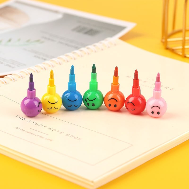 

⭐JOJU⭐ PENSIL WARNA RAINBOW 1 SET ISI 7 WARNA SUSUN EMOTICON CABUT PASANG