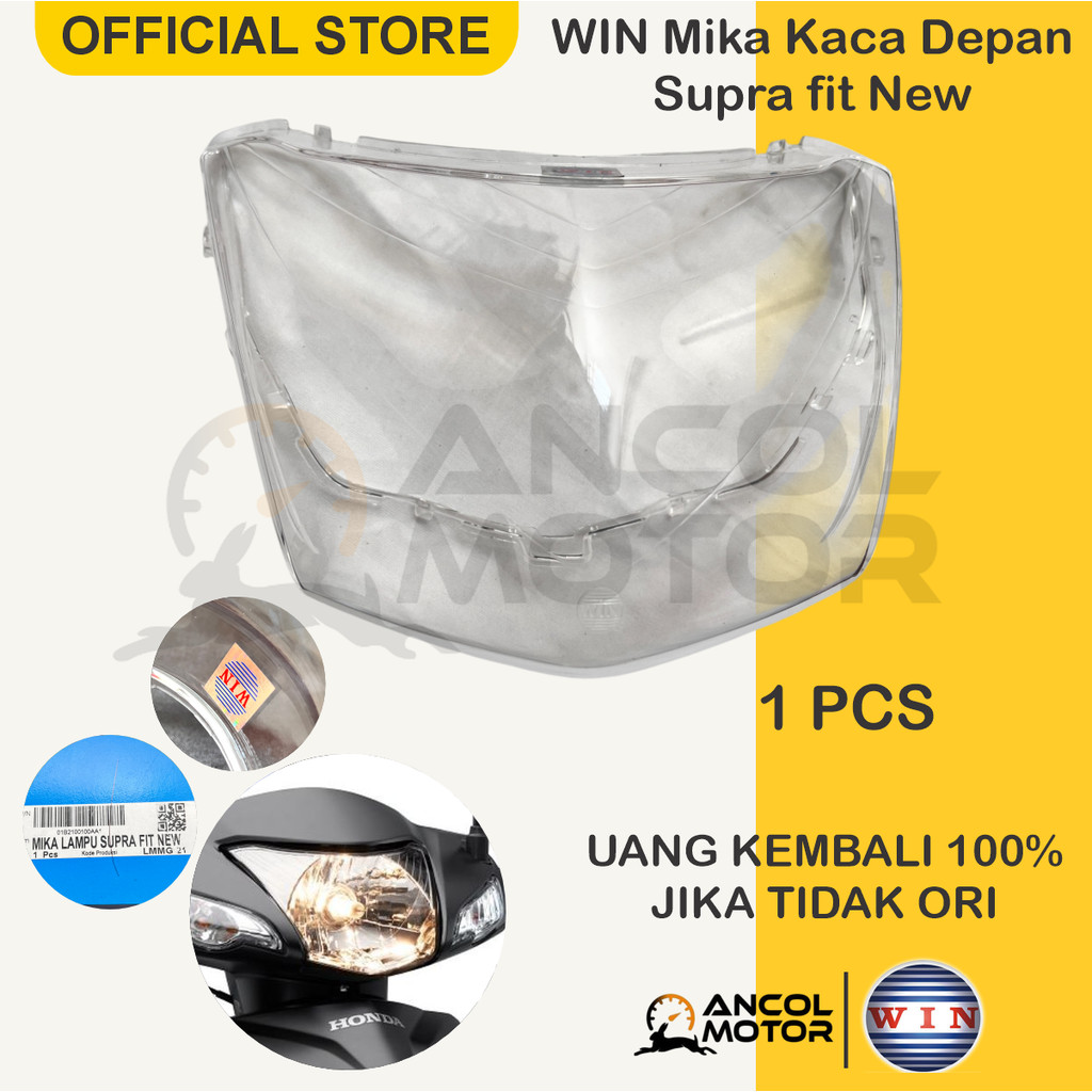 Kaca Depan Supra Fit New Mika Lampu Utama Bohlam Reflektor HeadLamp Motor Bebek Honda