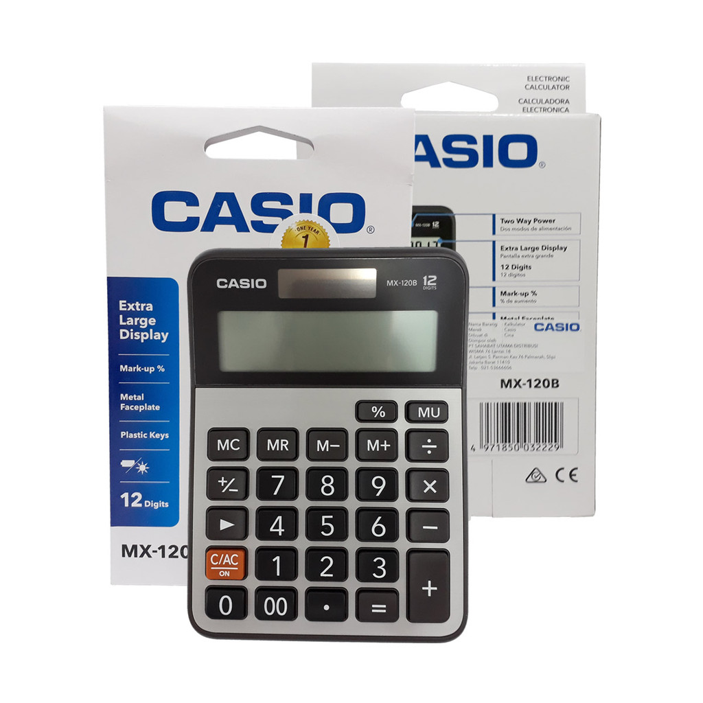 

Kalkulator Casio Practical Calculator MX-120B Original Calculator 12 Digit