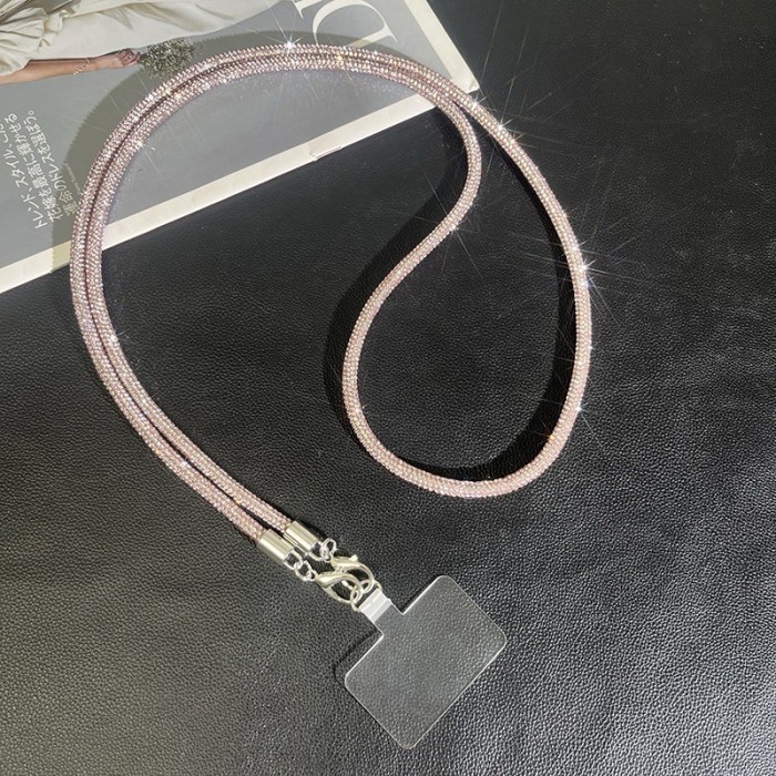 

Rope Lanyard Tali Gantungan HP Handphone Diamond Crystal Free Connector Konektor (68 cm) - PINK, LANYARD + PATCH