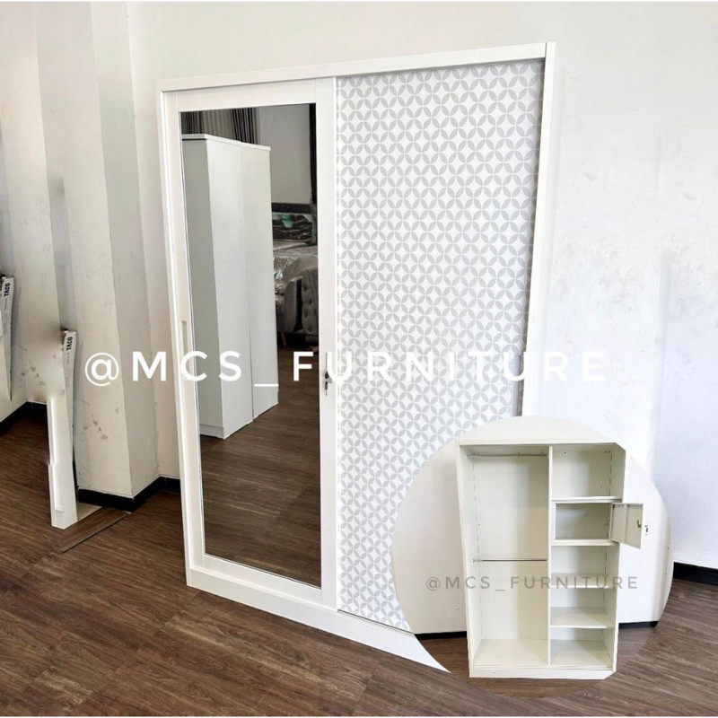 Lemari Baju Jumbo Pakaian Besi Sliding Metal Mebel Furniture Semarang