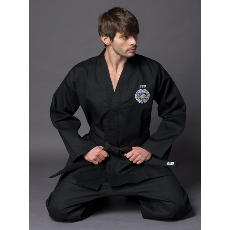 Black ITF Taekwondo Uniform Set Pants And Coat Beautiful Clothes Karate Training Uniform