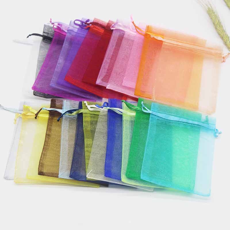 

Organza Bags 7x9cm 50pcs Jewelry Packaging Bags christmas Wedding Party Decoration Drawable Bags Gift Pouches can custom logo