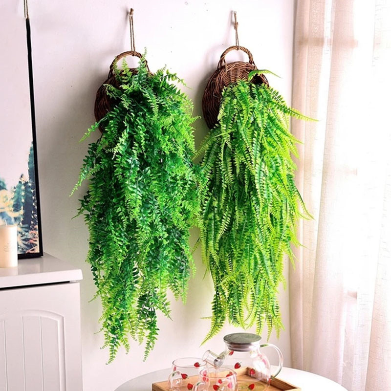

1pcs Artificial Plants Persian Fern Leaves Vines Outdoor Garden Wall Decoration Accessories Artificial Rattan Wedding Home Decor