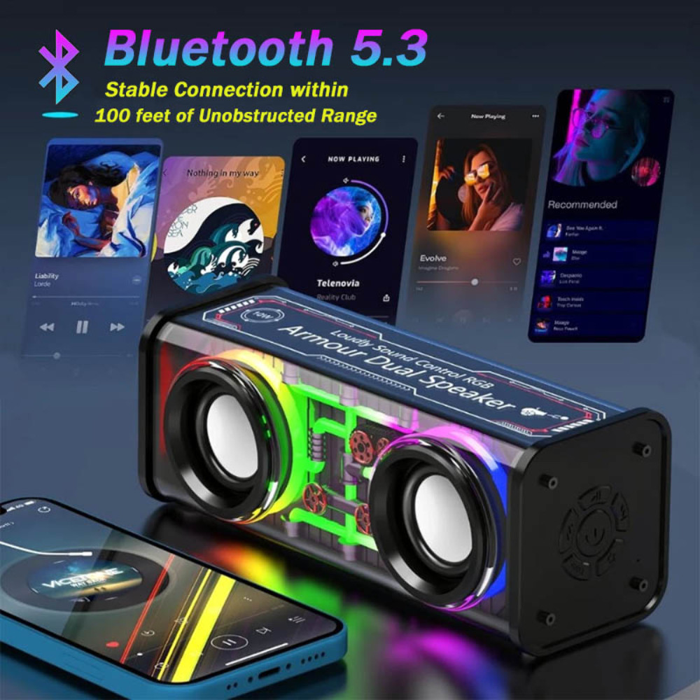 Nelulu - Portable TWS RGB V8 speaker bluetooth subwoofer V8 speaker bluetooth subwoofer Boombox
