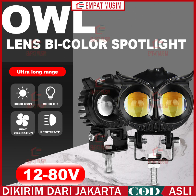 Lampu Tembak Motor Mobil /lampu Sorot Led/lampu Sorot Owl 2 Led Dc 12-24v 40w Cahaya Kuning-putih/la