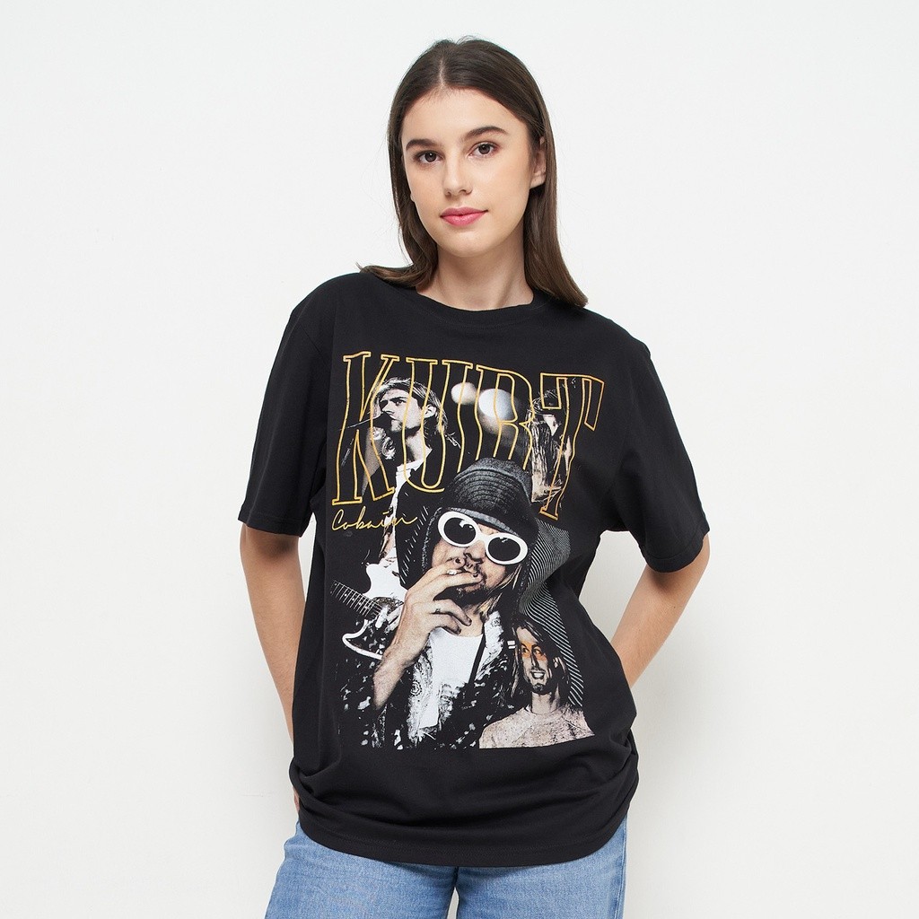 【COD】 Outfix T-Shirt Black KURT COBAIN | NIRVANA | bootleg | kaos band | music merch T-shirt