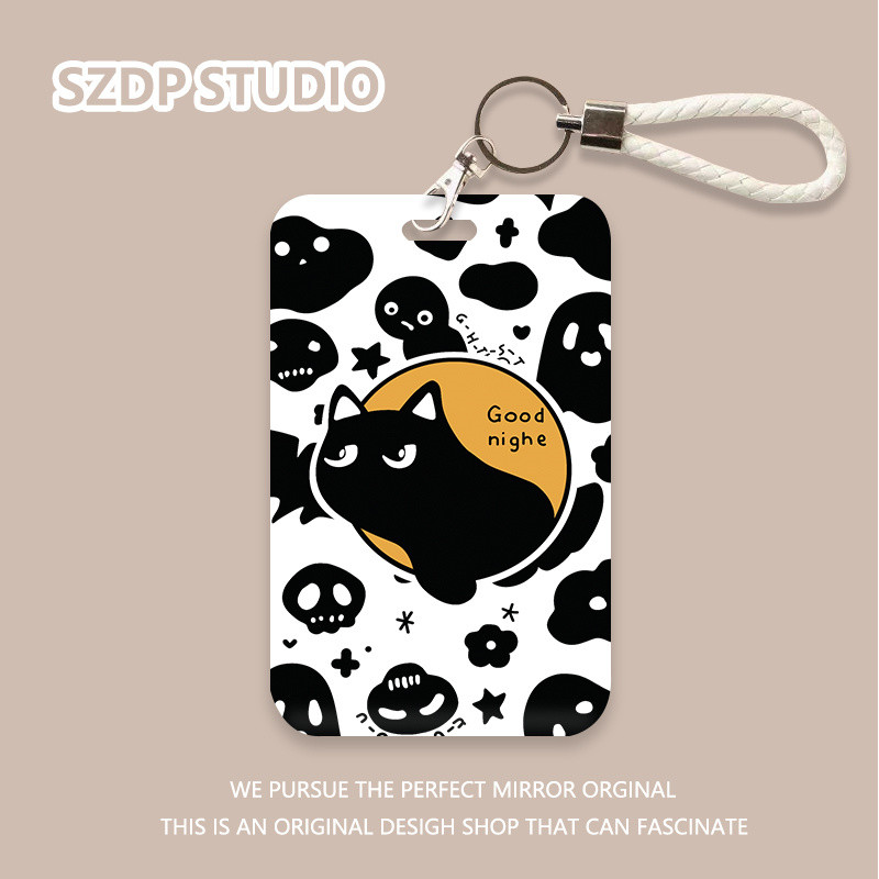 

ID CARD Penutup pelindung gantungan kunci terintegrasi kawaii lucu pola kucing tengkorak kartun Korea penutup pelindung kartu bank penutup pelindung kartu bus kartu ID