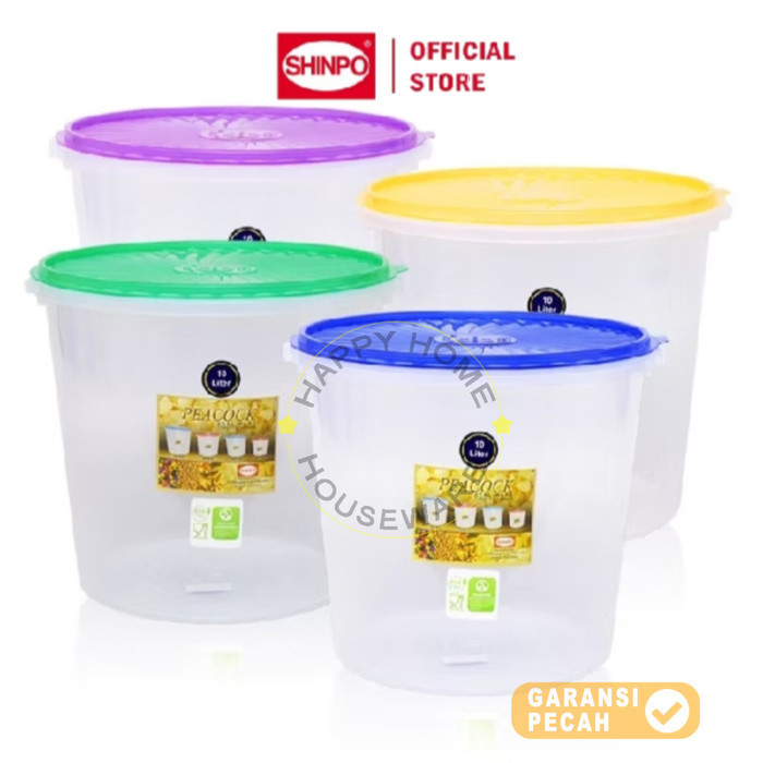 SHINPO Toples Plastik Dengan Tutup 10 Liter / Sealware Jar Peacock SIP-610