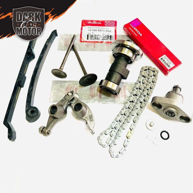 PAKET NOKEN AS + PLATUK KLEP + KLEP SET + LIDAH TENSIONER + TONJOKAN KETENG + RANTE KETENG HONDA MEN