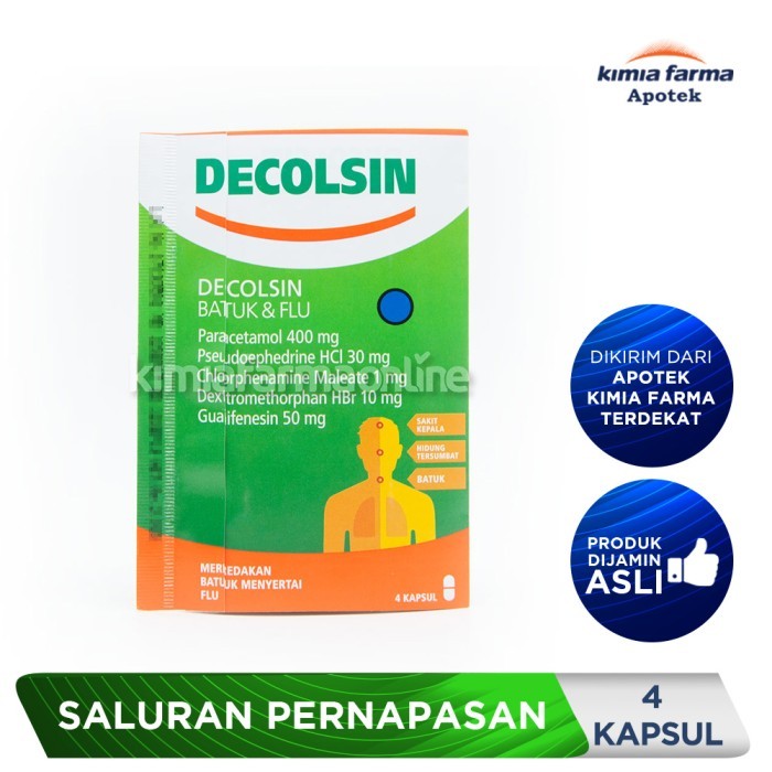 KFSALE DECOLSIN STRIP 4 KAPSUL / OBAT BATUK FLU / KIMIA FARMA