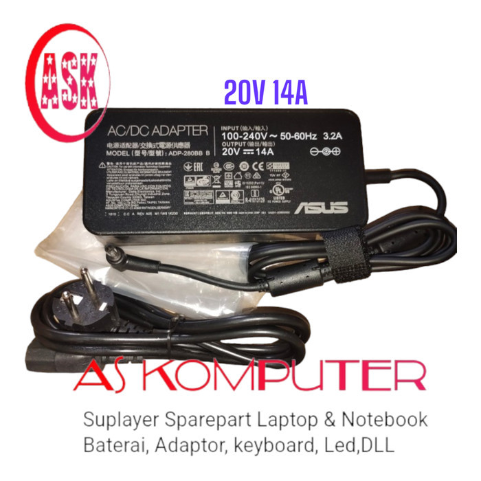 Adaptor Charger Asus Zephyrus 15 G513QY GX551 GX703 GX532 G703 20V 14A ROG Zephyrus Duo 15 SE GX551Q