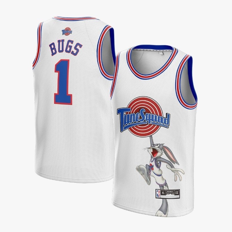 Komaria | Jersey Basket Bugs Tune Squad #1 Putih Custom Kaos Atasan Tshirt