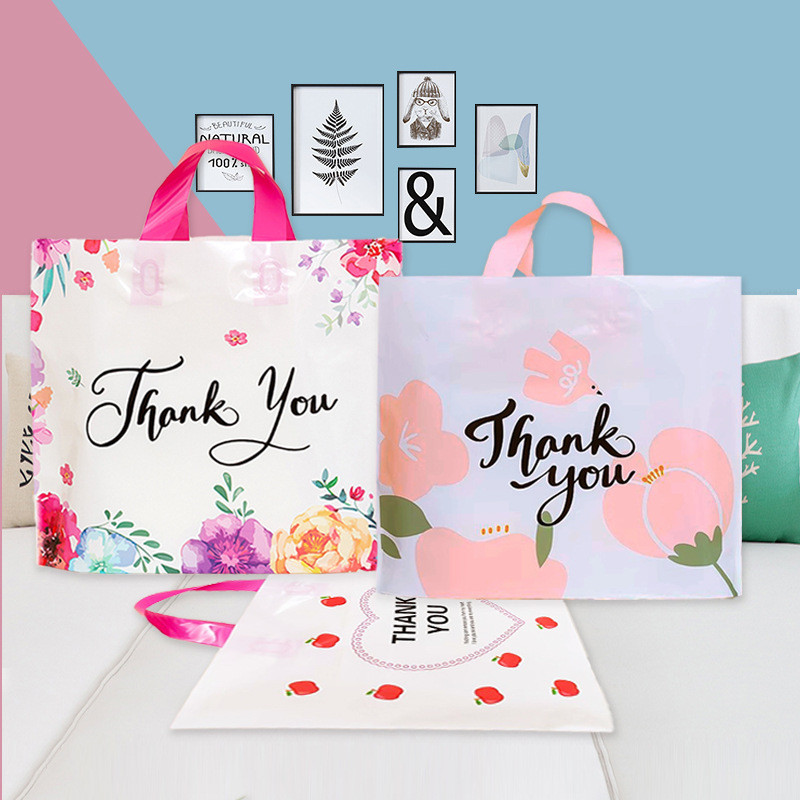 

50PCS New Ins Transparent Small Daisy Hand-held Garment Gift Bag Shopping Plastic Bags Women's Small Fresh Packaging Bags