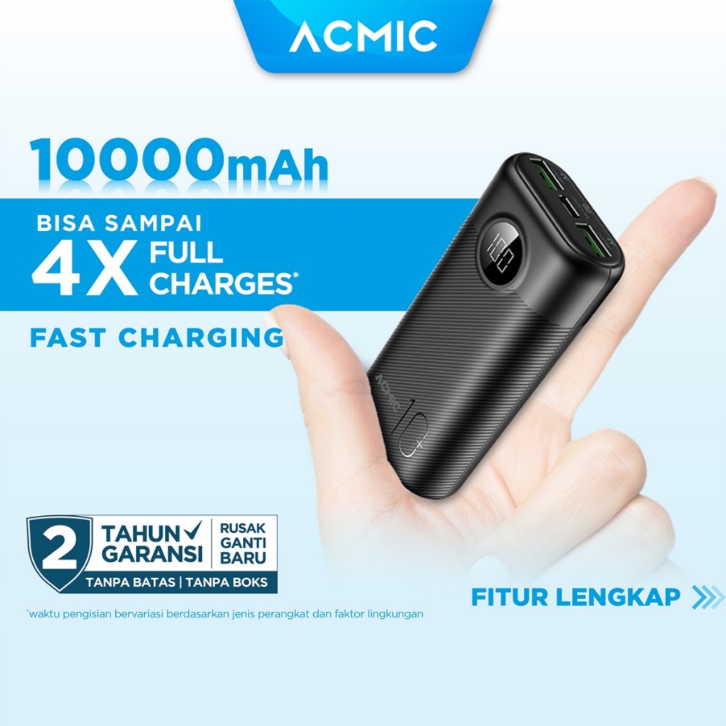ACMIC DIGIMAX-10 SMART POWERBANK 10000MAH SUPER MINI SIZE 22.5W FAST CHARGING PD TYPE-C