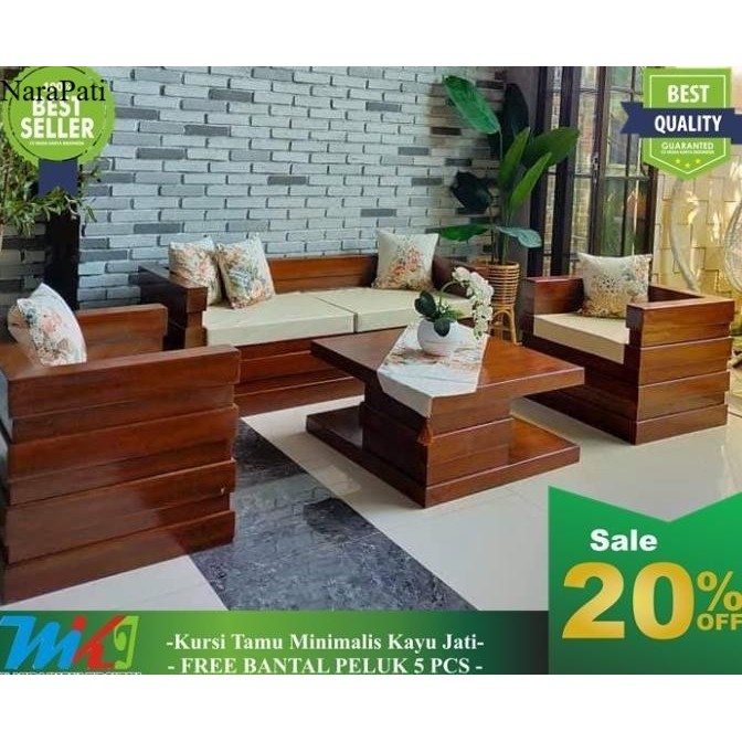Athena Furniture Kursi Tamu Sofa Nimalis Model Box Kayu Jati Murah Bali SF17