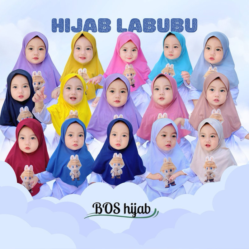 Hijab anak bayi 0 6 bulan 1 2 3 4 tahun HIJAB KARAKTER LABUBU LUCU / hijab anak bayi / jilbab anak b