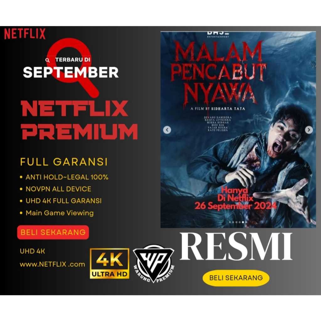 NETFLIX PREMIUM DUARASI 24 jam - 1p 1u HARI UHD4K,ALLDEVICE,PRIVATE & SHARING LEGAL100% FULL GARANSI