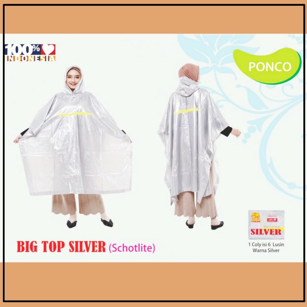 RH75K Mantol Kelelawar Jas Hujan Kelelawar Mantol Tebal Bigtop Silver