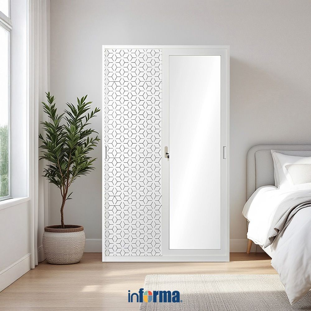 Informa New Hexa Lemari Pakaian Pintu Geser - Putih Wardrobe Storage Kabinet Tempat Simpan Baju Lema
